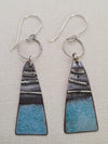 Enamelled copper earrings with reticulated silver