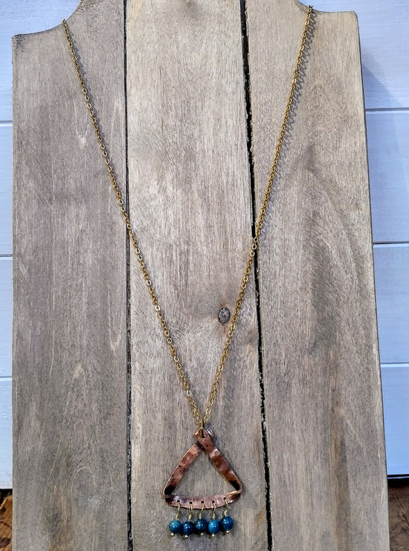 Moonsilver Long copper gemstone necklace