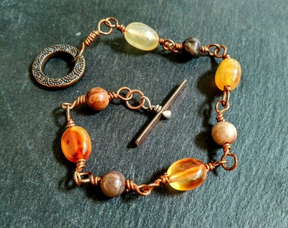 Carnelian copper bracelet