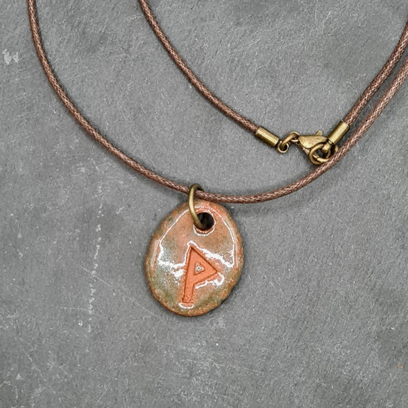 Terracotta Wunjo rune pendant