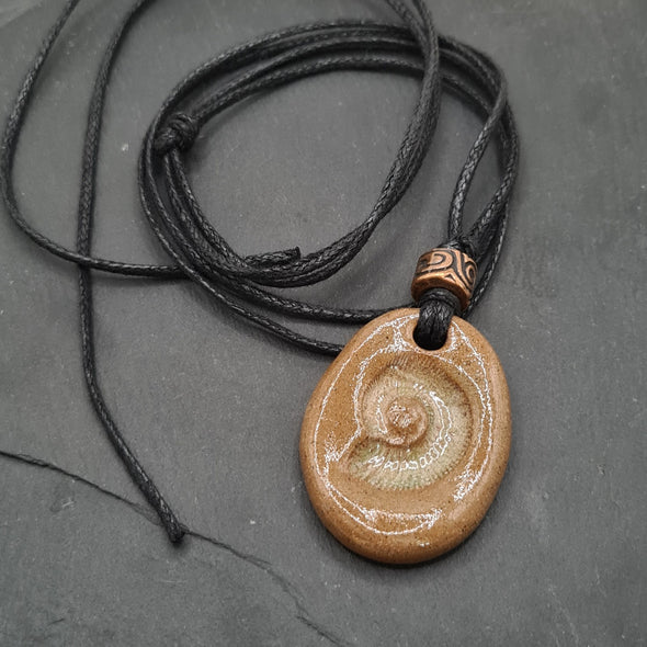 Ceramic ammonite pendant necklace