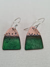 Textured green enamelled earrings
