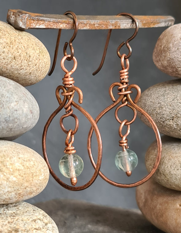 Boho hippie copper hoop earrings