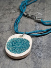 Glazed Ceramic Mandala Pendant Necklace