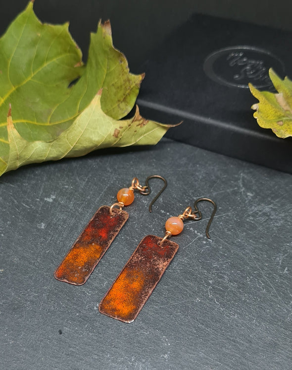 Moonsilver artisan enamelled copper earrings