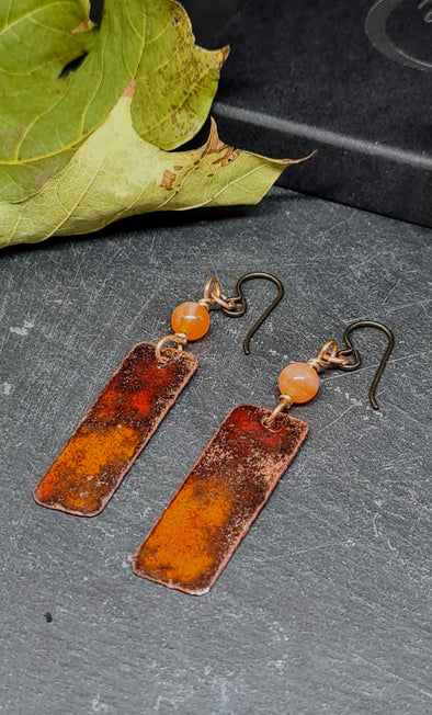Enamelled copper earrings