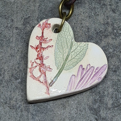 Ceramic leaf imprint pendant