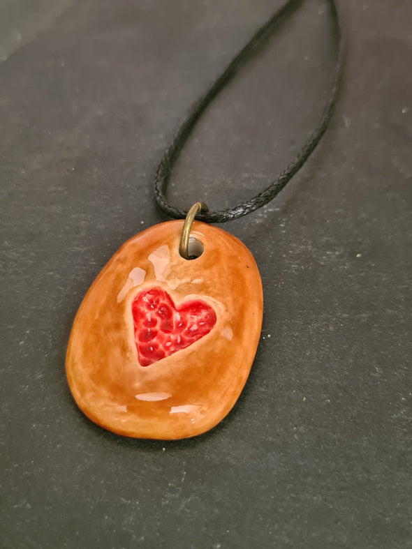 Porcelain Pebble Heart Necklace