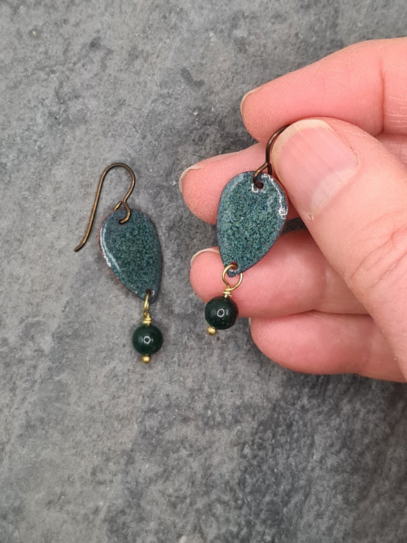 Copper and blood stone earrings