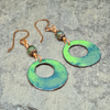 Forest Floor Enamelled Copper and Moss Agate Hoop Earrings