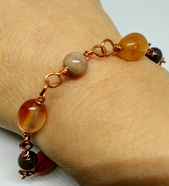 Wire wrapped gemstone bracelet