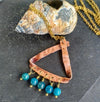 Triangular hammered copper longline necklace