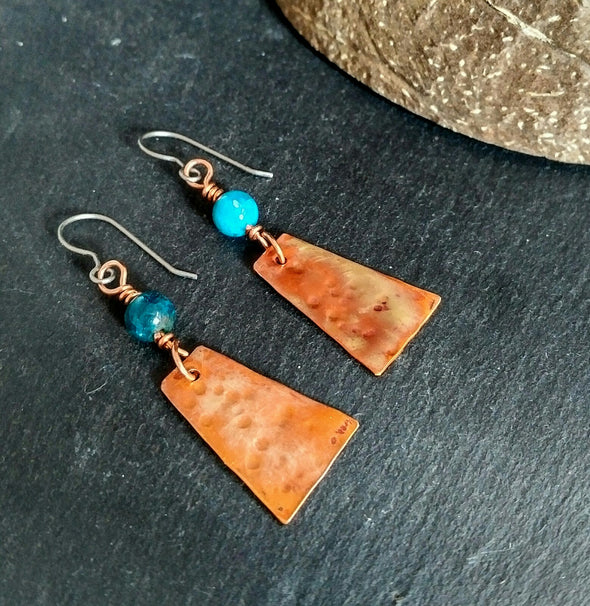Boho Moonsilver Copper Dangle Earrings