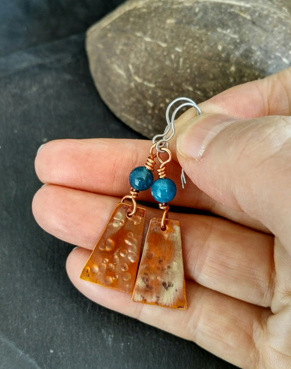 Copper and Apatite Drop Earrings