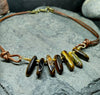 Tiger's eye and leather choker