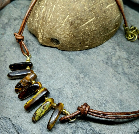Tribal Tiger's eye spike necklace