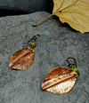 Rustic copper leaf and gemstone earrings