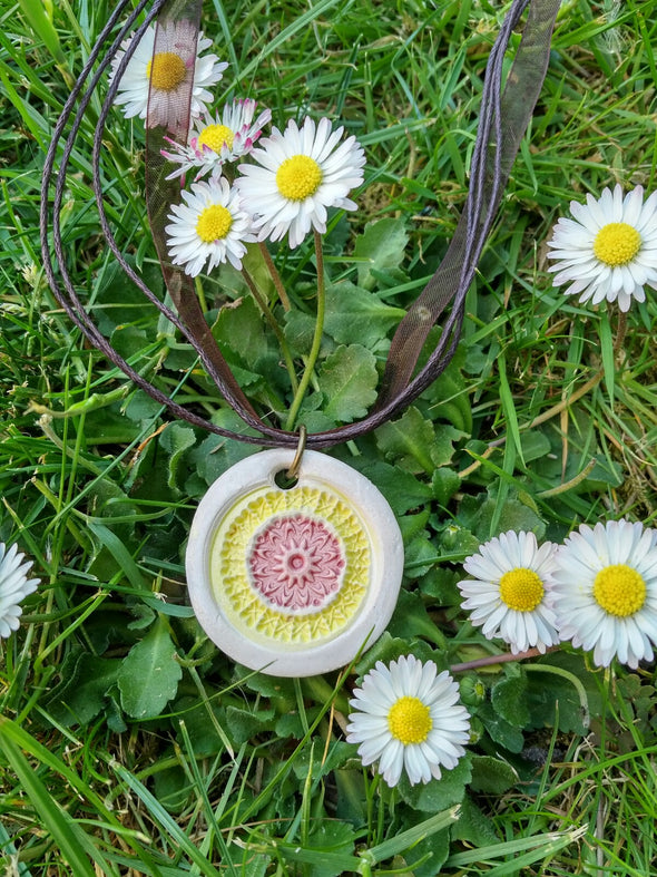 Moonsilver Ceramic Mandala Necklace