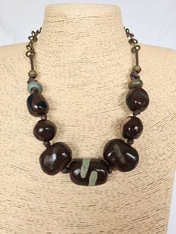 Earthy ceramic statement necklace