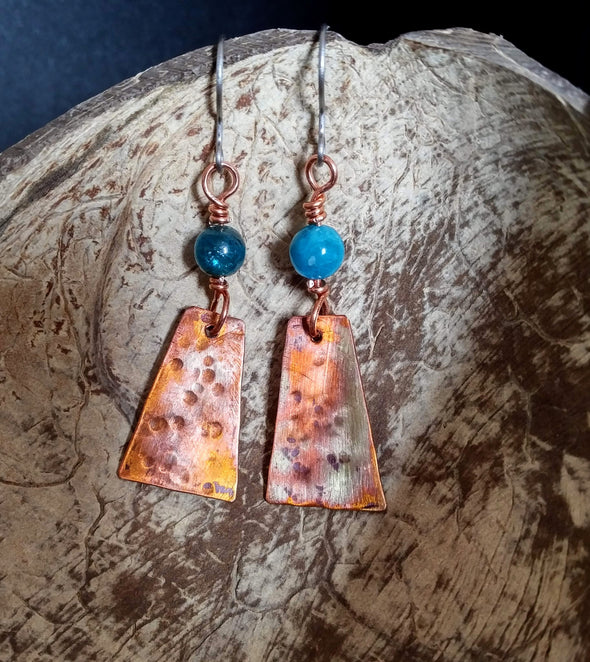 Moonsilver Flamed Copper Gemstone Earrings